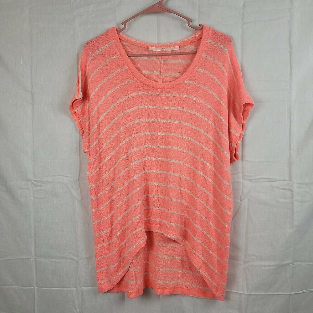 Gibson Womens Coral Striped Short Sleeve High Low Pullover‎ Sweater Size Small